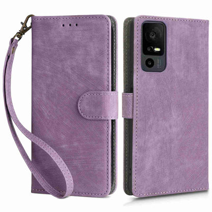RFID Blocking Wallet Cover for TCL 40 X / 40 XE , PU Leather Stand Phone Case with Strap