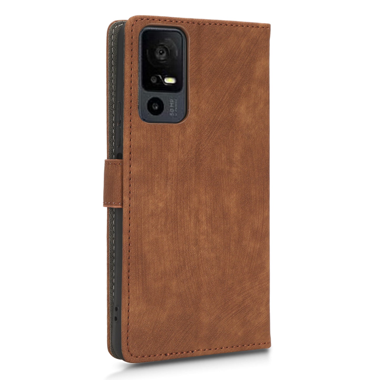 RFID Blocking Wallet Cover for TCL 40 X / 40 XE , PU Leather Stand Phone Case with Strap