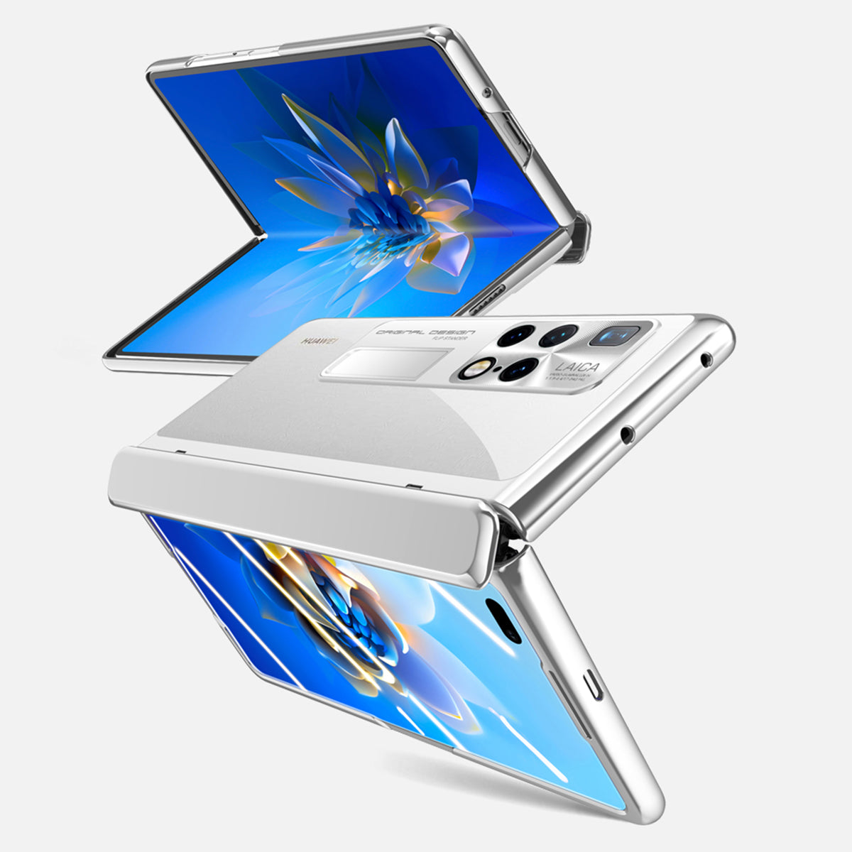 For Huawei Mate X2 4G / 5G Electroplating PC Phone Case Hinge Protection Kickstand Phone Cover with Tempered Glass Film