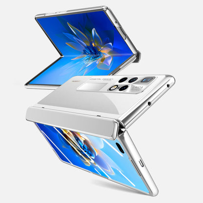 For Huawei Mate X2 4G / 5G Electroplating PC Phone Case Hinge Protection Kickstand Phone Cover with Tempered Glass Film