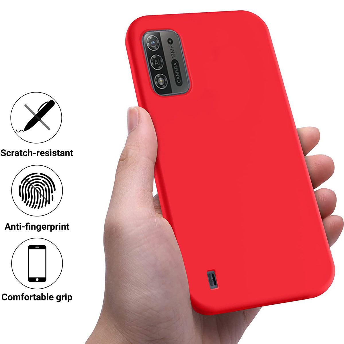 For ZTE Blade A52 Lite 4G Flexible Liquid Silicone Cover Soft Lining Drop-proof Phone Case