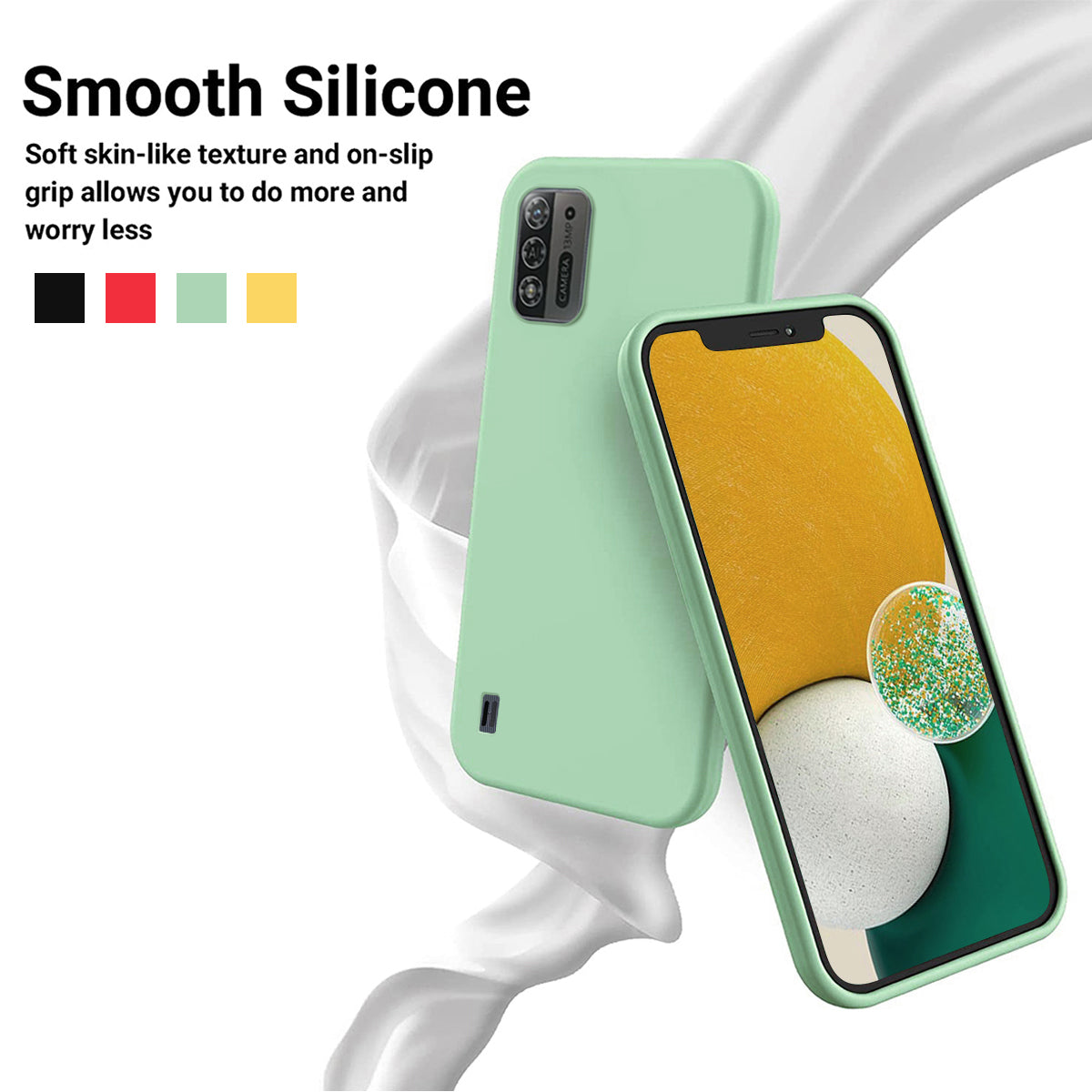 For ZTE Blade A52 Lite 4G Flexible Liquid Silicone Cover Soft Lining Drop-proof Phone Case