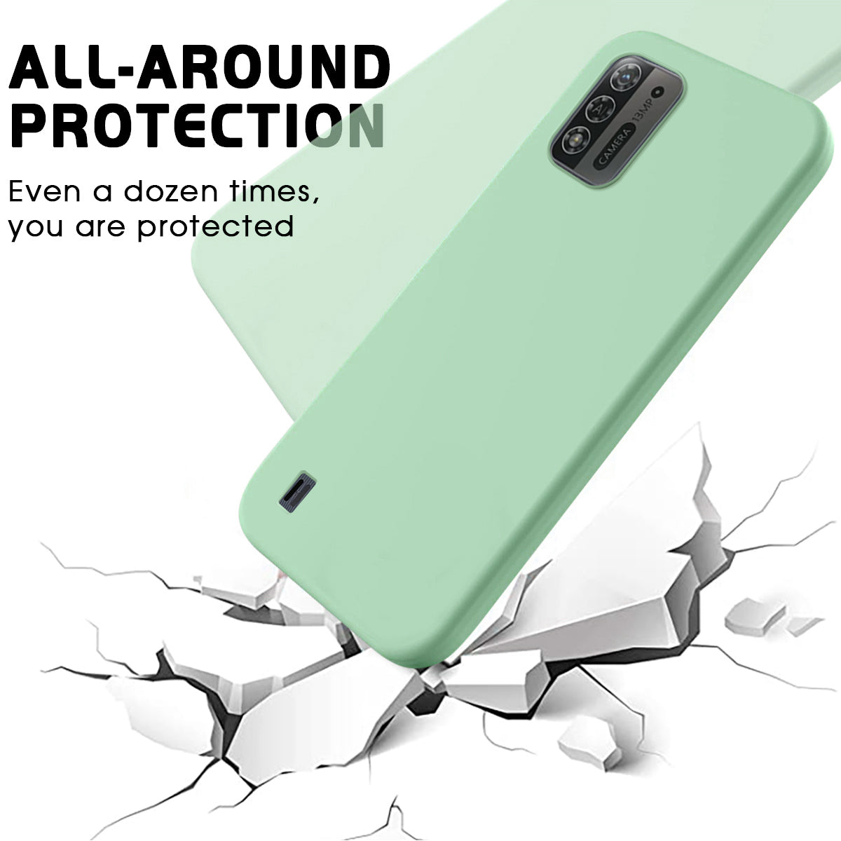 For ZTE Blade A52 Lite 4G Flexible Liquid Silicone Cover Soft Lining Drop-proof Phone Case