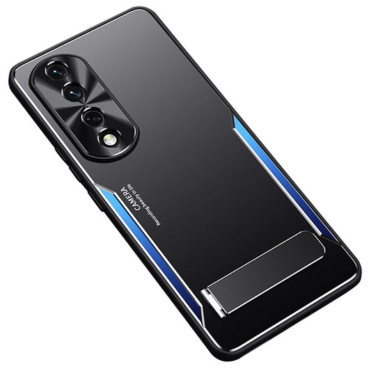 For Honor 90 Pro Smartphone Case TPU + Aluminium Alloy Shell Anti-drop Kickstand Cell Phone Back Cover