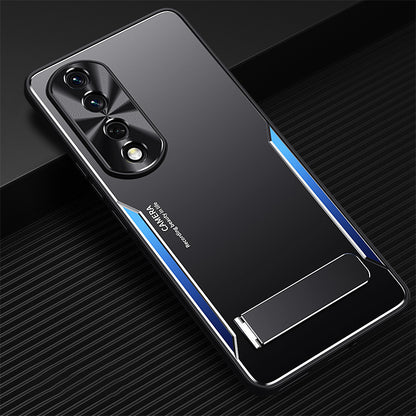 For Honor 90 Pro Smartphone Case TPU + Aluminium Alloy Shell Anti-drop Kickstand Cell Phone Back Cover