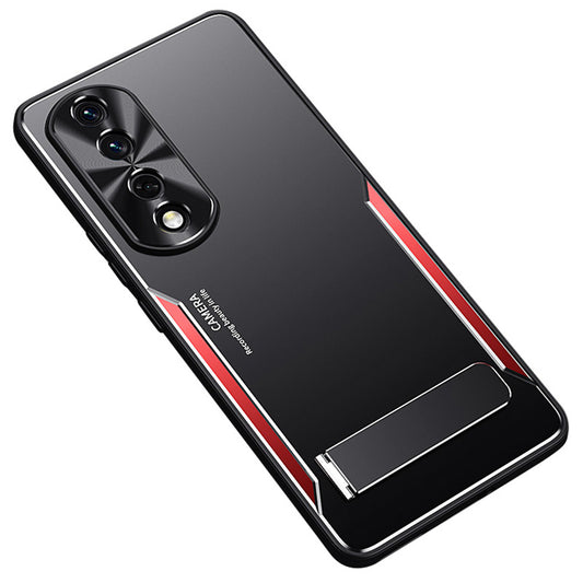 For Honor 90 Pro Smartphone Case TPU + Aluminium Alloy Shell Anti-drop Kickstand Cell Phone Back Cover