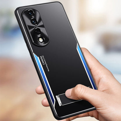 For Honor 90 Pro Smartphone Case TPU + Aluminium Alloy Shell Anti-drop Kickstand Cell Phone Back Cover