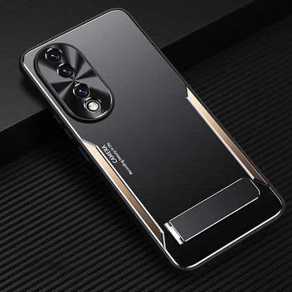 For Honor 90 TPU + Aluminium Alloy Phone Case Anti-drop Kickstand Cell Phone Back Cover