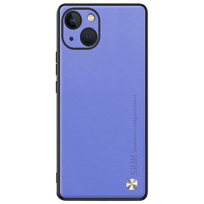 Phone Cover for iPhone 14 PU Leather Coated PC+TPU Shockproof Case with Metal Decor