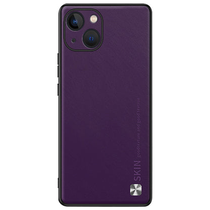 Phone Cover for iPhone 14 PU Leather Coated PC+TPU Shockproof Case with Metal Decor