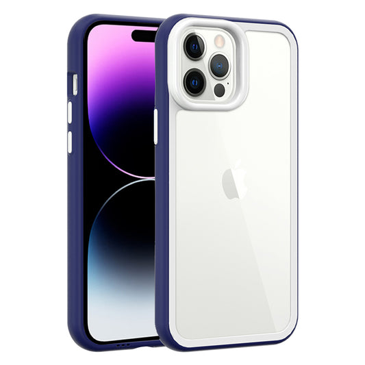 For iPhone 14 Pro Acrylic Back + Colorful Frame Phone Case Shockproof Protective Clear Cover