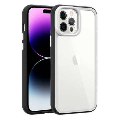 For iPhone 14 Pro Acrylic Back + Colorful Frame Phone Case Shockproof Protective Clear Cover