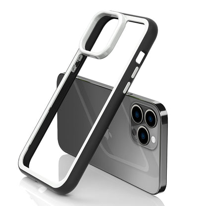 For iPhone 14 Pro Acrylic Back + Colorful Frame Phone Case Shockproof Protective Clear Cover