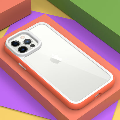 For iPhone 14 Pro Acrylic Back + Colorful Frame Phone Case Shockproof Protective Clear Cover