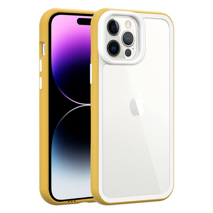 For iPhone 14 Pro Acrylic Back + Colorful Frame Phone Case Shockproof Protective Clear Cover