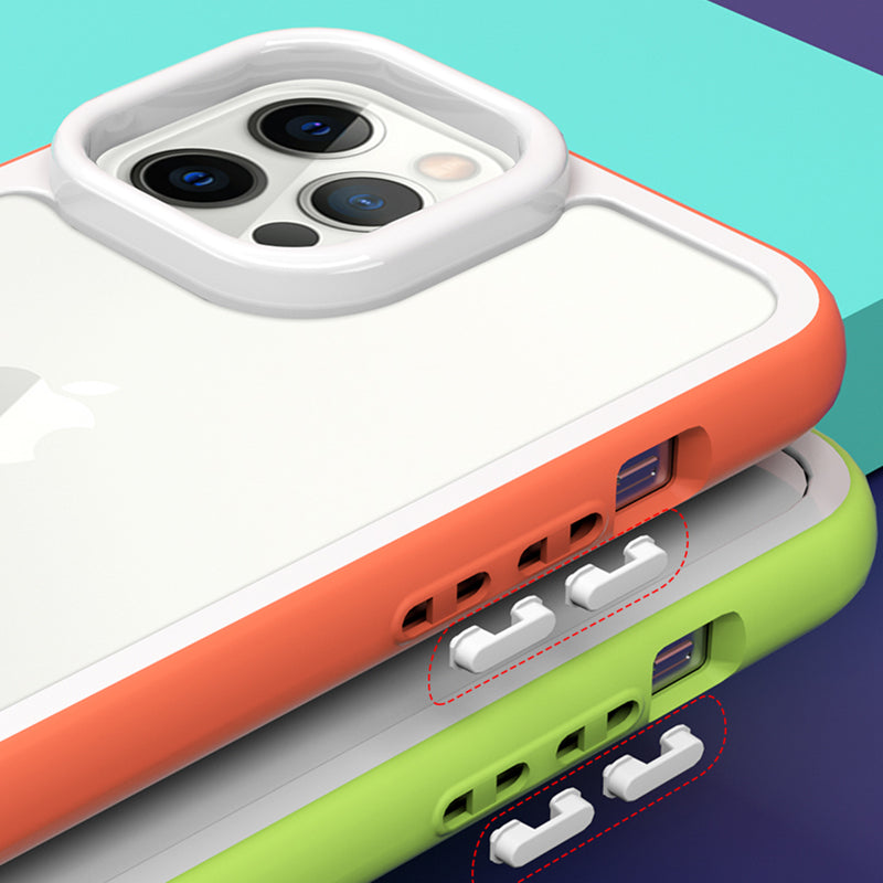 For iPhone 14 Pro Acrylic Back + Colorful Frame Phone Case Shockproof Protective Clear Cover