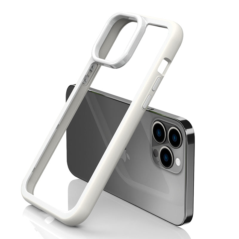 For iPhone 14 Pro Acrylic Back + Colorful Frame Phone Case Shockproof Protective Clear Cover