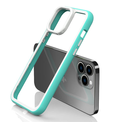 For iPhone 13 Pro Max Shockproof Clear Phone Case Acrylic Back + Colorful Frame Detachable 2-in-1 Cover