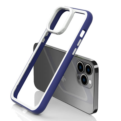 For iPhone 13 Pro Max Shockproof Clear Phone Case Acrylic Back + Colorful Frame Detachable 2-in-1 Cover