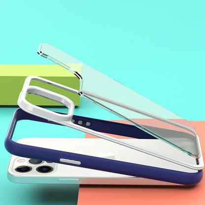 For iPhone 13 Pro Max Shockproof Clear Phone Case Acrylic Back + Colorful Frame Detachable 2-in-1 Cover