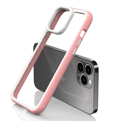For iPhone 13 Pro Max Shockproof Clear Phone Case Acrylic Back + Colorful Frame Detachable 2-in-1 Cover