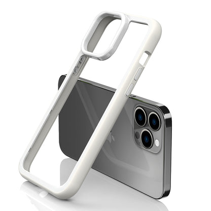 For iPhone 13 Pro Max Shockproof Clear Phone Case Acrylic Back + Colorful Frame Detachable 2-in-1 Cover