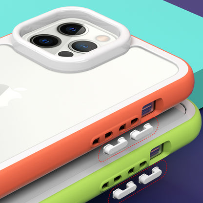 For iPhone 13 Pro Max Shockproof Clear Phone Case Acrylic Back + Colorful Frame Detachable 2-in-1 Cover