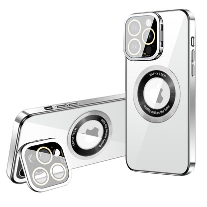 VOERO For iPhone 14 Pro Magnetic Phone Case Camera Lens Frame Kickstand Electroplating TPU Cover
