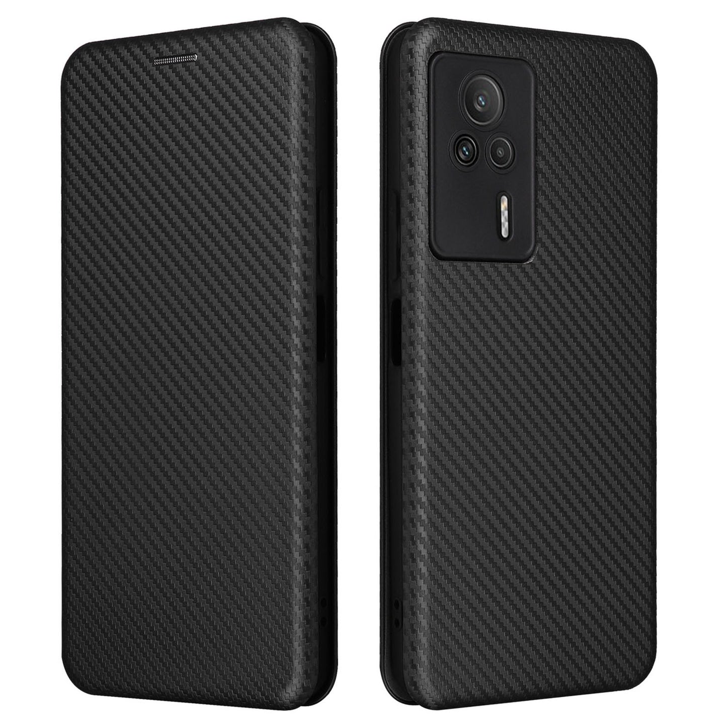 Carbon Fiber Texture Shell for Xiaomi Redmi K60E 5G Phone Case Stand Card Slot PU Leather Cover