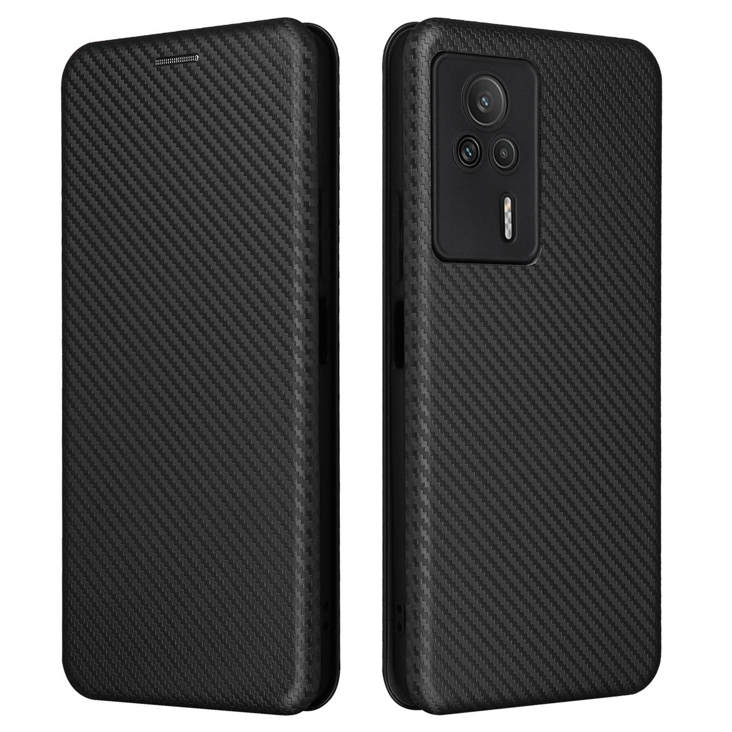 Carbon Fiber Texture Shell for Xiaomi Redmi K60E 5G Phone Case Stand Card Slot PU Leather Cover