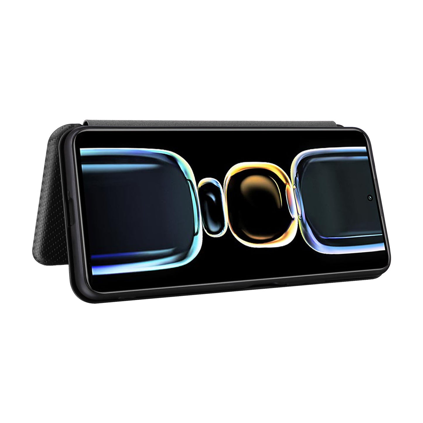 Carbon Fiber Texture Shell for Xiaomi Redmi K60E 5G Phone Case Stand Card Slot PU Leather Cover