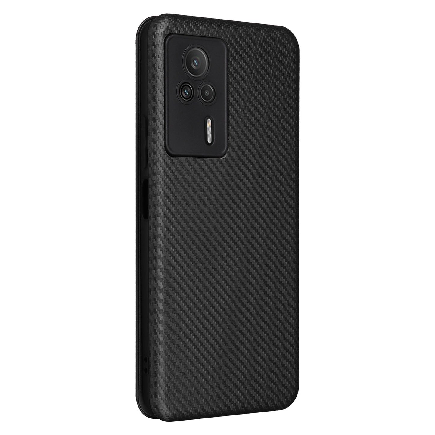 Carbon Fiber Texture Shell for Xiaomi Redmi K60E 5G Phone Case Stand Card Slot PU Leather Cover