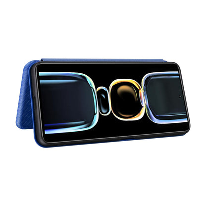 Carbon Fiber Texture Shell for Xiaomi Redmi K60E 5G Phone Case Stand Card Slot PU Leather Cover