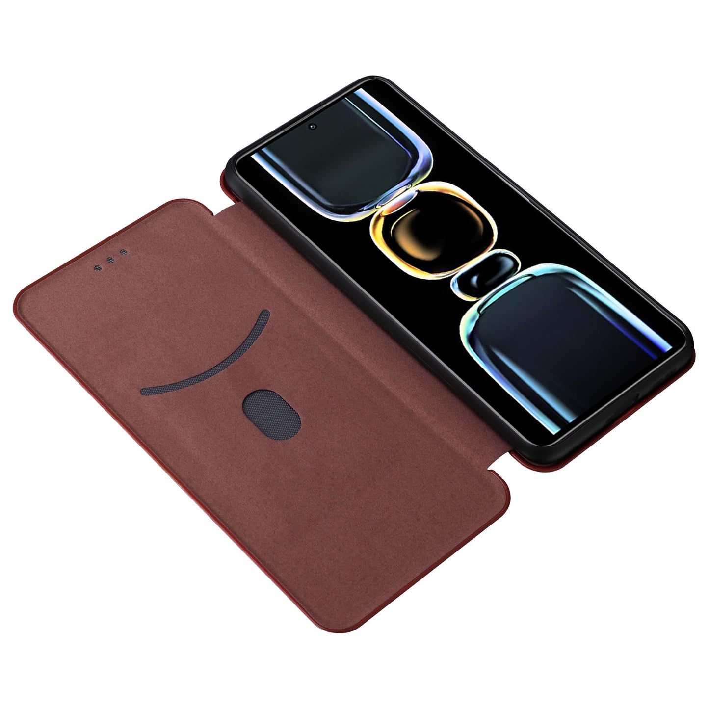 Carbon Fiber Texture Shell for Xiaomi Redmi K60E 5G Phone Case Stand Card Slot PU Leather Cover