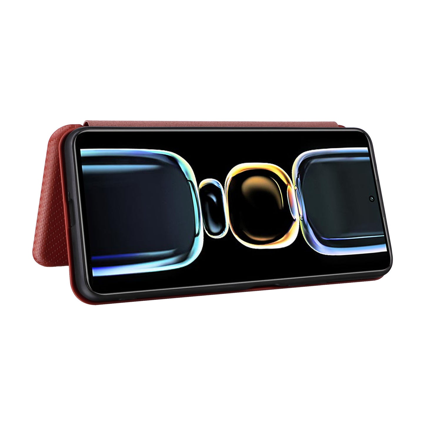 Carbon Fiber Texture Shell for Xiaomi Redmi K60E 5G Phone Case Stand Card Slot PU Leather Cover