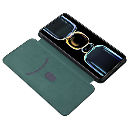 Carbon Fiber Texture Shell for Xiaomi Redmi K60E 5G Phone Case Stand Card Slot PU Leather Cover