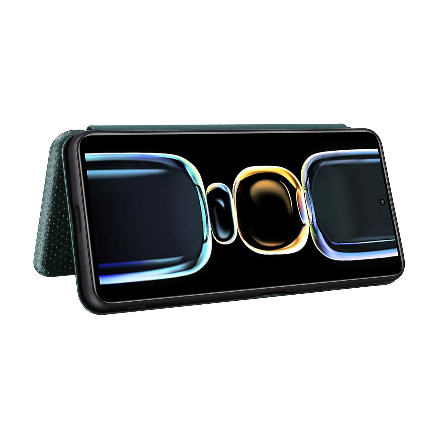 Carbon Fiber Texture Shell for Xiaomi Redmi K60E 5G Phone Case Stand Card Slot PU Leather Cover