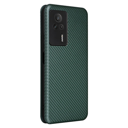 Carbon Fiber Texture Shell for Xiaomi Redmi K60E 5G Phone Case Stand Card Slot PU Leather Cover