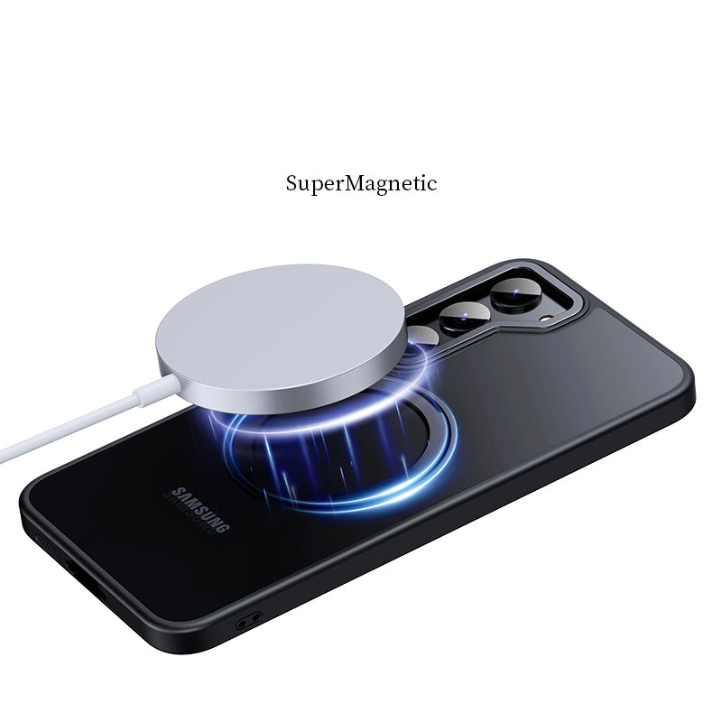 For Samsung Galaxy S23+ Ring Kickstand Magnetic Case Compatible with MagSafe, TPU+Acrylic+Zinc Alloy Matte Phone Cover