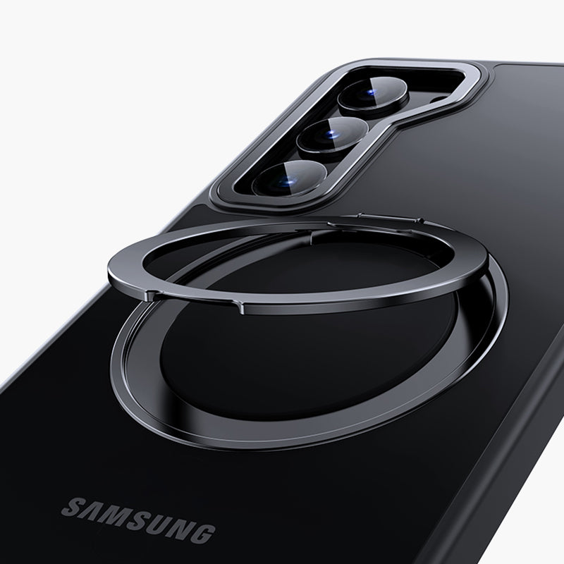 For Samsung Galaxy S23+ Ring Kickstand Magnetic Case Compatible with MagSafe, TPU+Acrylic+Zinc Alloy Matte Phone Cover
