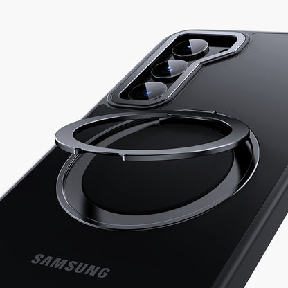 For Samsung Galaxy S23+ Ring Kickstand Magnetic Case Compatible with MagSafe, TPU+Acrylic+Zinc Alloy Matte Phone Cover