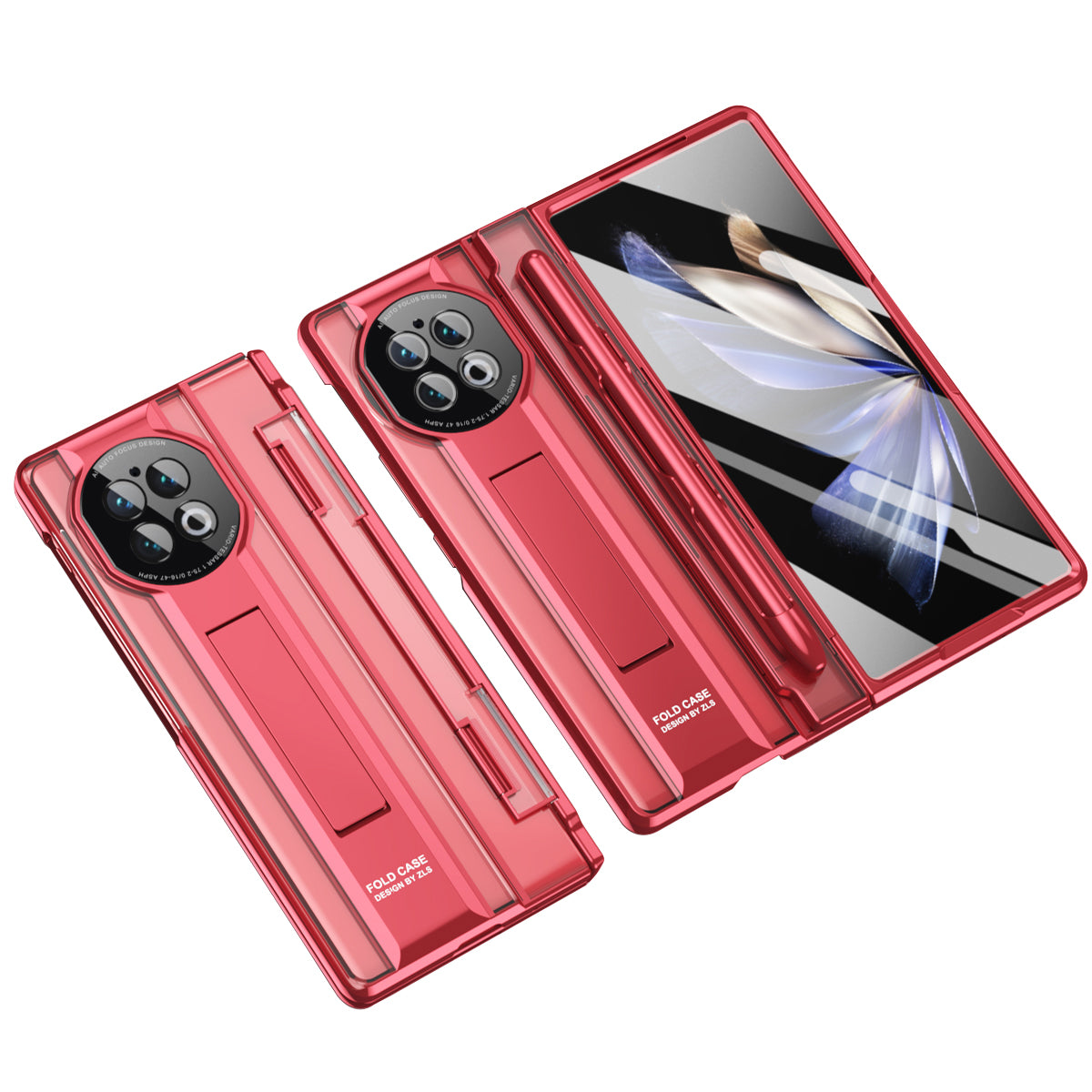 For vivo X Fold2 Kickstand PC Cover Shockproof Folding Phone Case with Stylus Pen and Pen Slot