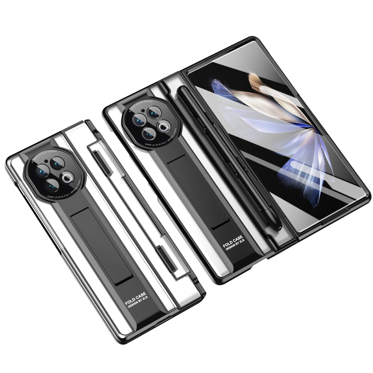 For vivo X Fold2 Kickstand PC Cover Shockproof Folding Phone Case with Stylus Pen and Pen Slot