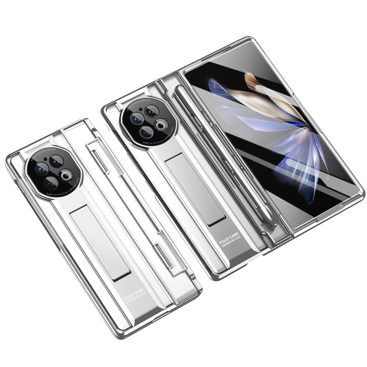 For vivo X Fold2 Kickstand PC Cover Shockproof Folding Phone Case with Stylus Pen and Pen Slot