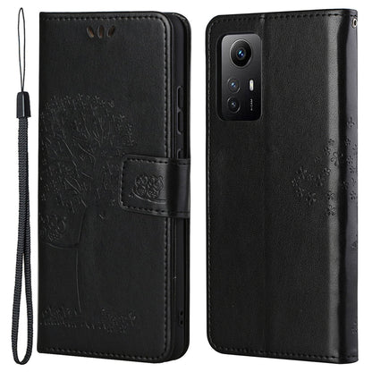 For Xiaomi Redmi Note 12S 4G Owl Tree Imprinted Wallet Phone Case PU Leather Stand Cover