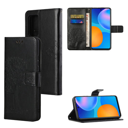 For Xiaomi Redmi Note 12S 4G Owl Tree Imprinted Wallet Phone Case PU Leather Stand Cover