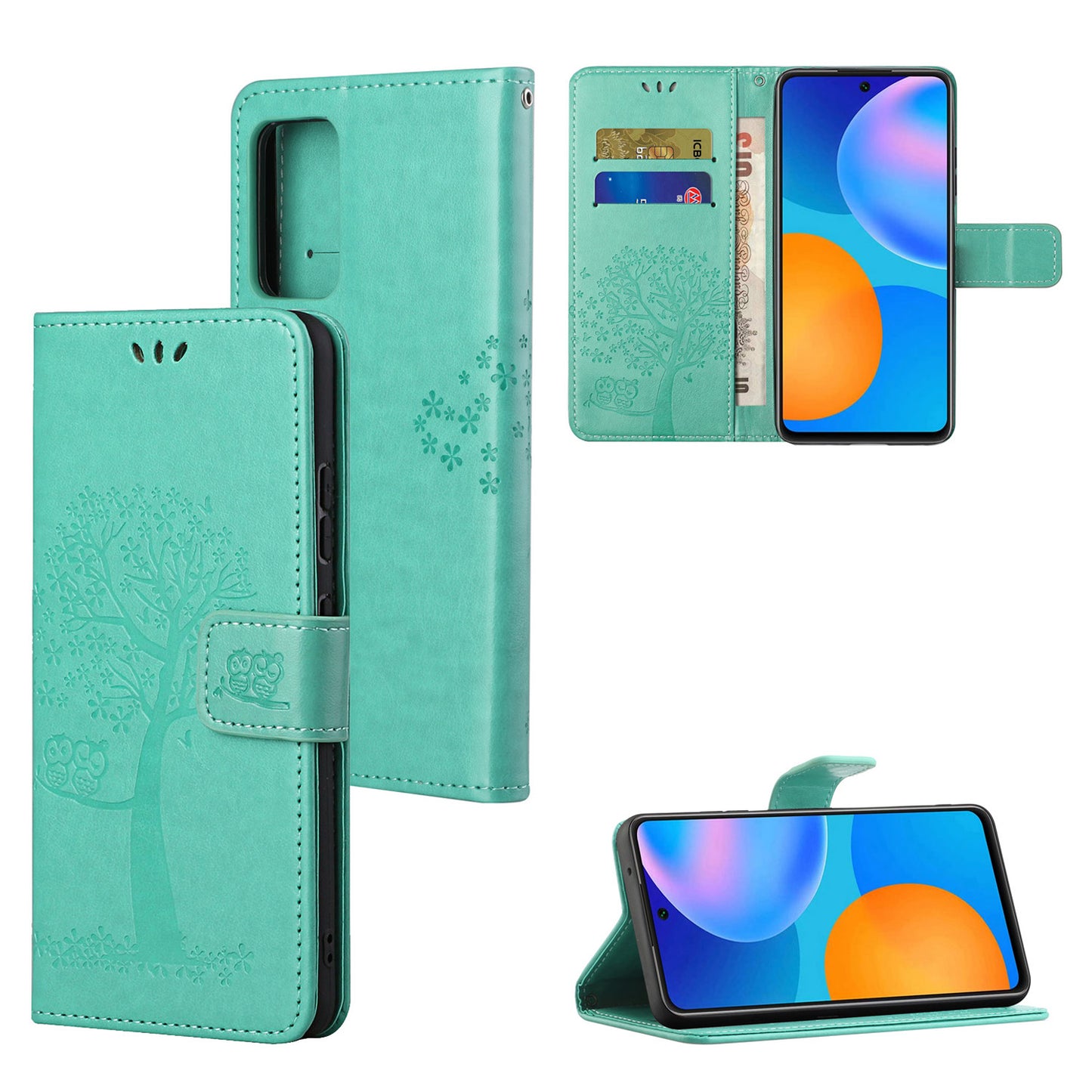 For Xiaomi Redmi Note 12S 4G Owl Tree Imprinted Wallet Phone Case PU Leather Stand Cover