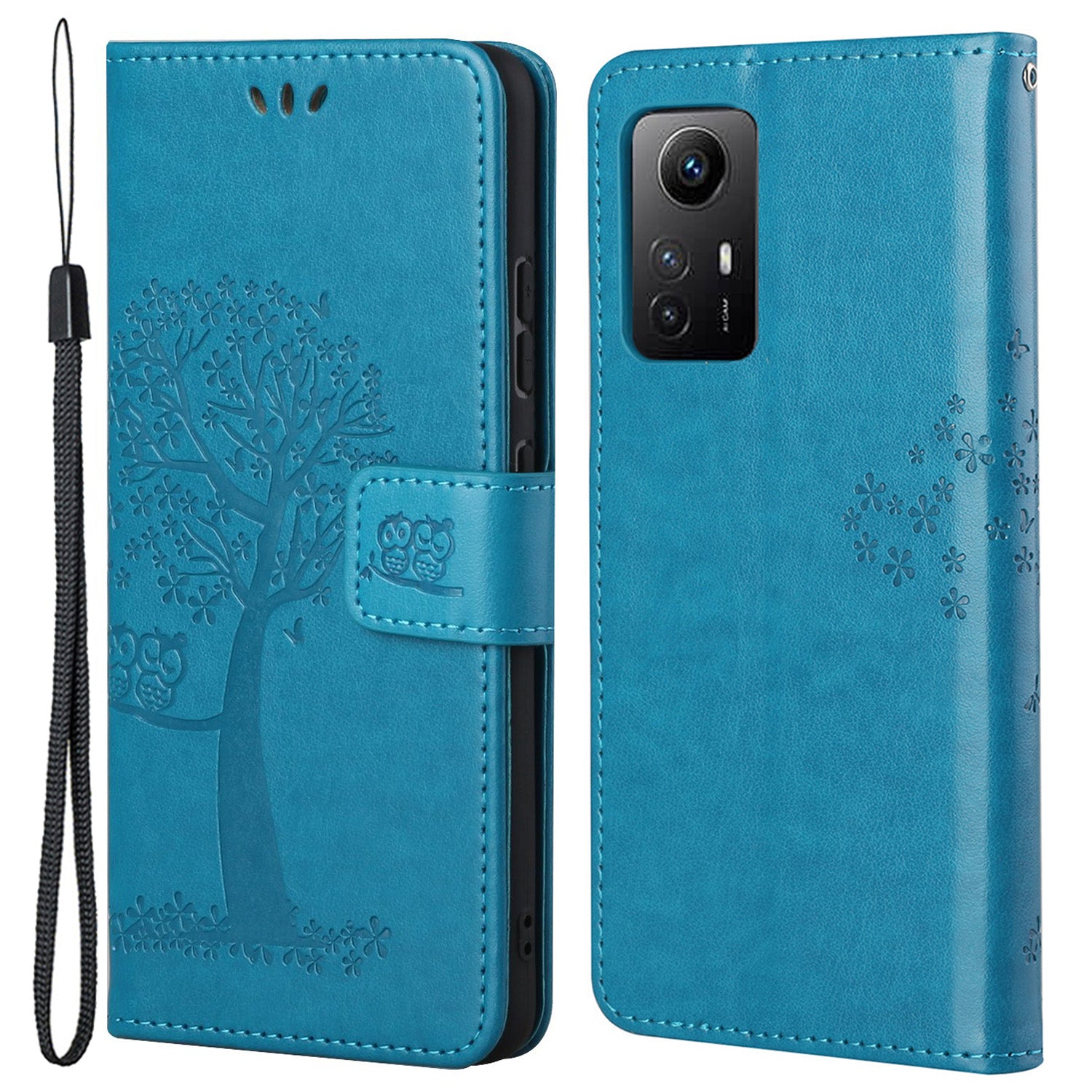 For Xiaomi Redmi Note 12S 4G Owl Tree Imprinted Wallet Phone Case PU Leather Stand Cover