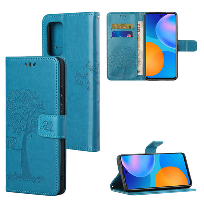 For Xiaomi Redmi Note 12S 4G Owl Tree Imprinted Wallet Phone Case PU Leather Stand Cover