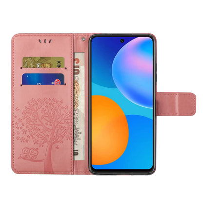 For Xiaomi Redmi Note 12S 4G Owl Tree Imprinted Wallet Phone Case PU Leather Stand Cover